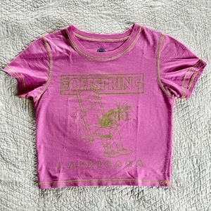 The Offspring Americana Hot Pink Lime Green Baby Crop Tee Size Small